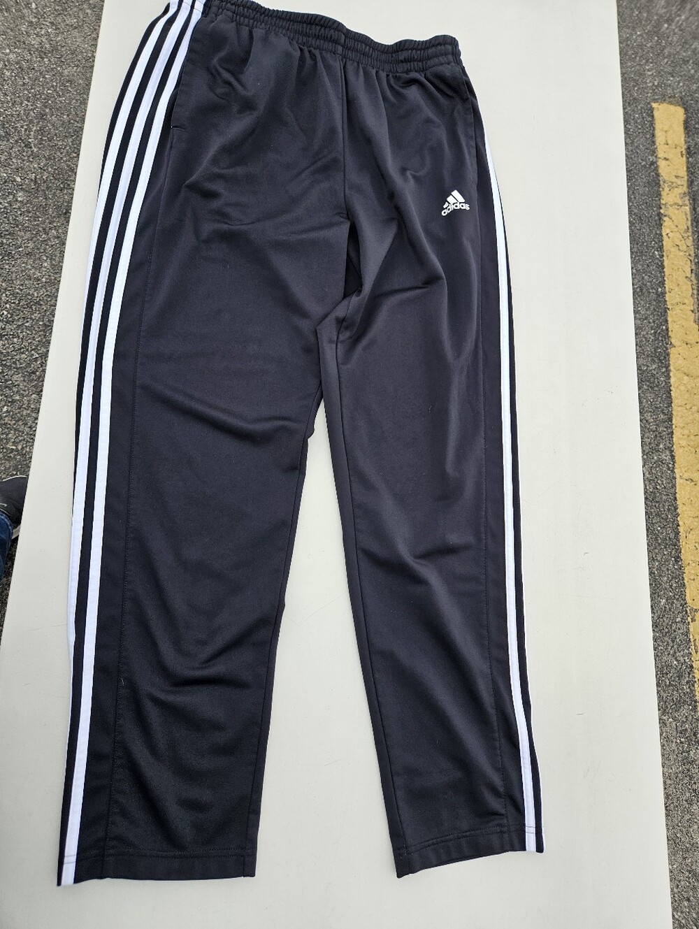 Adidas Black Joggers with White Three-Stripe